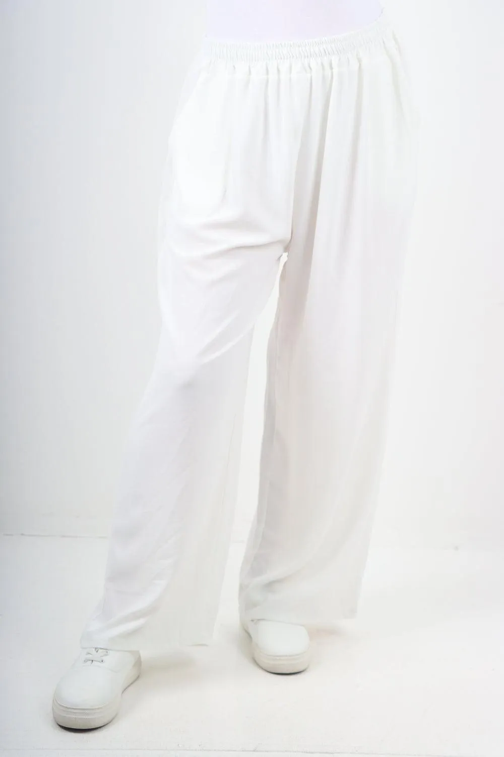 Plain Elasticated Waist Cotton Trousers