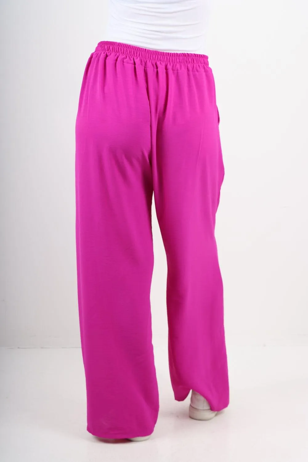 Plain Elasticated Waist Cotton Trousers