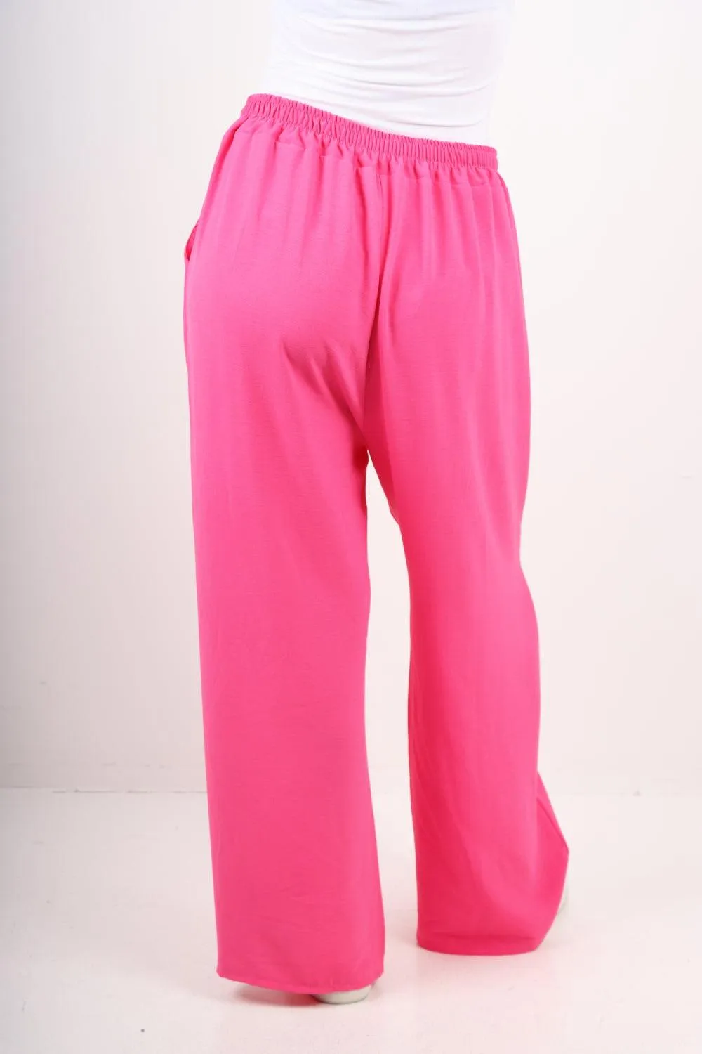 Plain Elasticated Waist Cotton Trousers