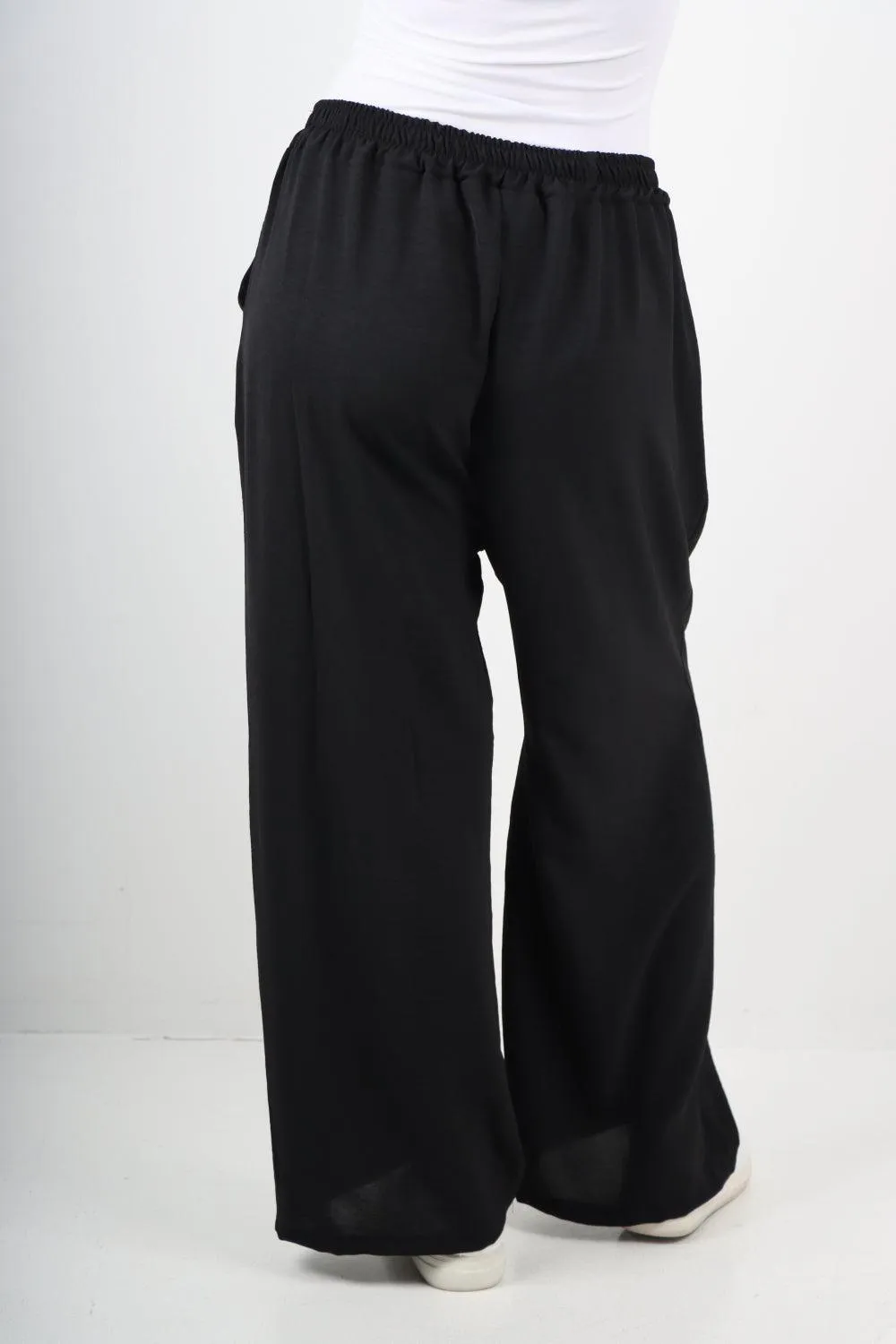 Plain Elasticated Waist Cotton Trousers