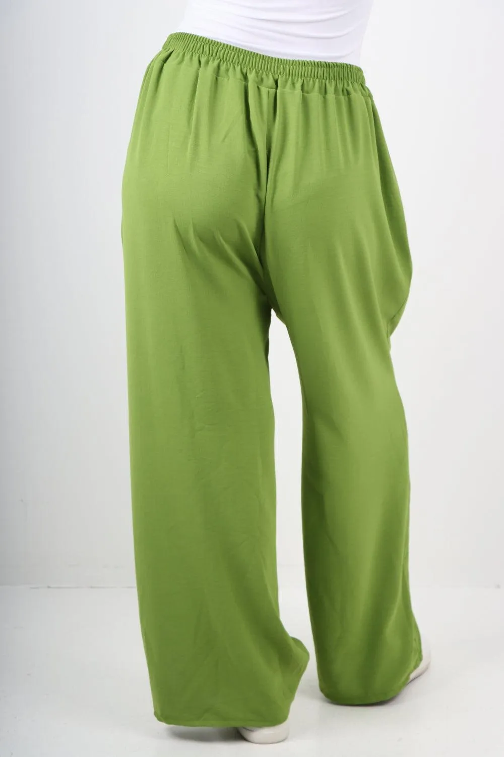 Plain Elasticated Waist Cotton Trousers