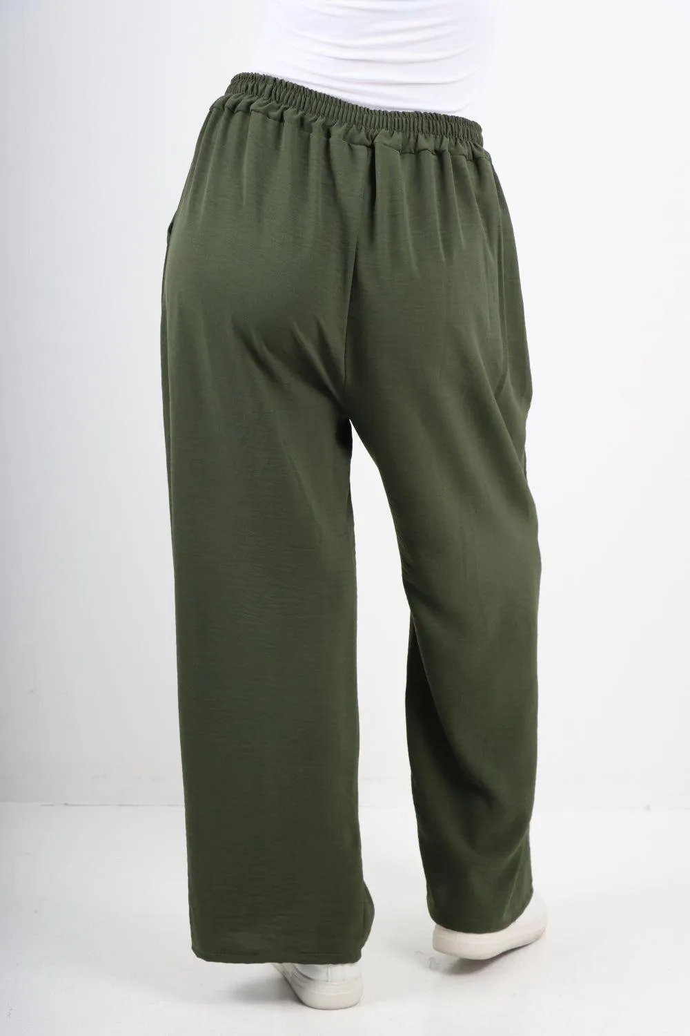 Plain Elasticated Waist Cotton Trousers