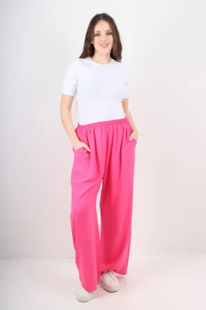 Plain Elasticated Waist Cotton Trousers