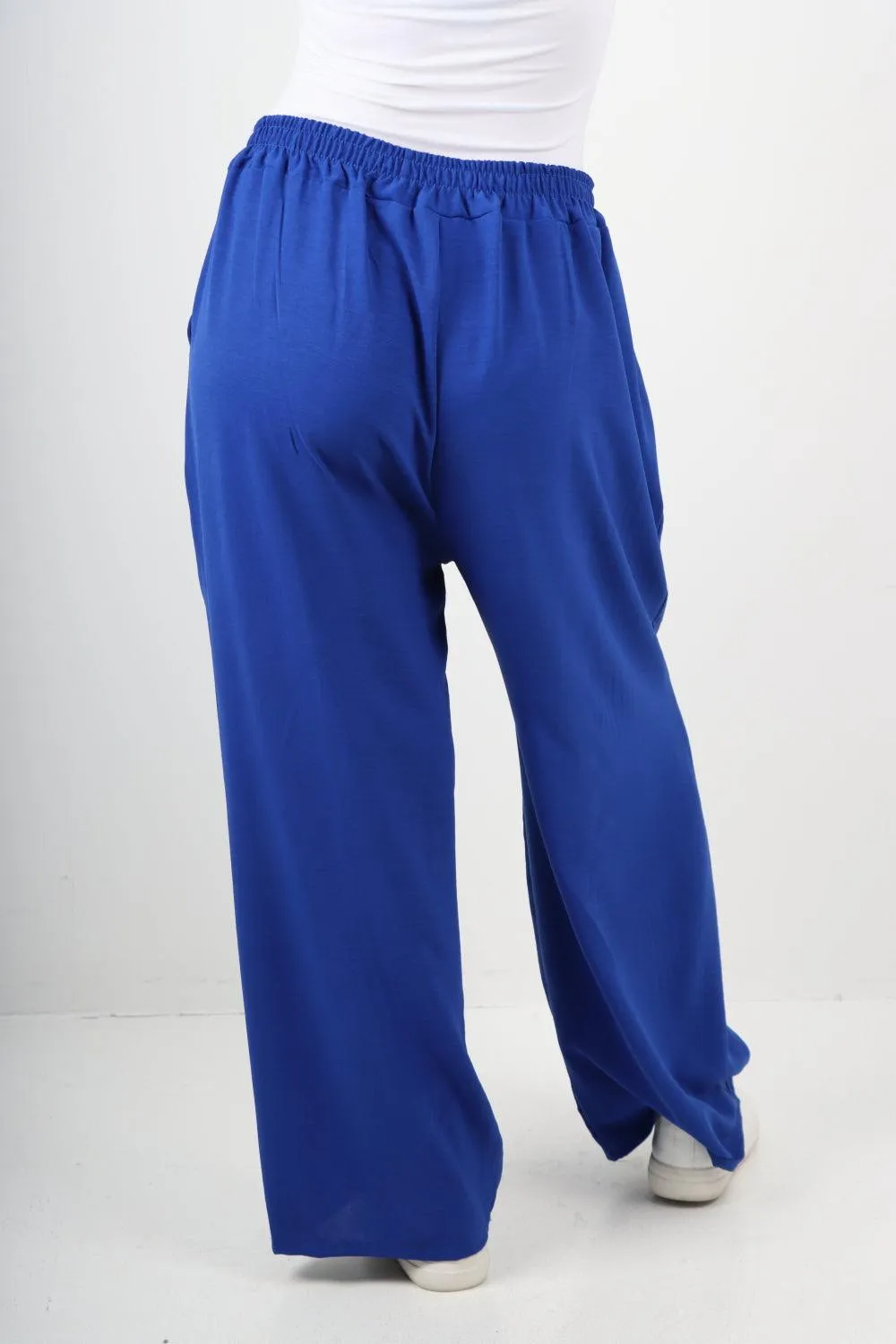 Plain Elasticated Waist Cotton Trousers