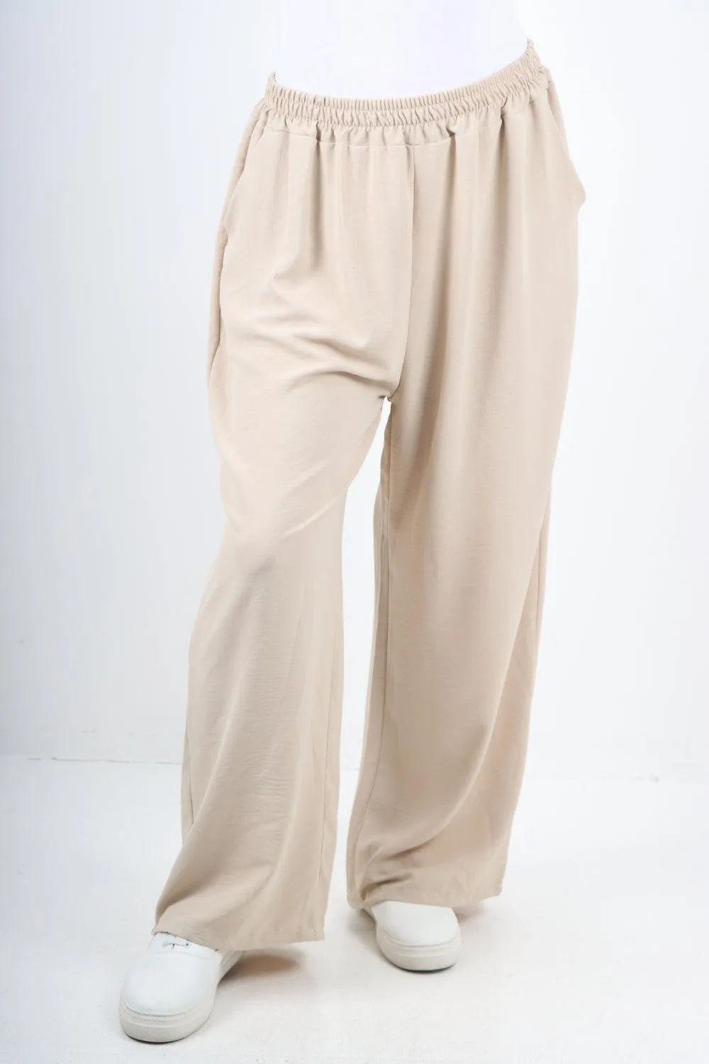 Plain Elasticated Waist Cotton Trousers