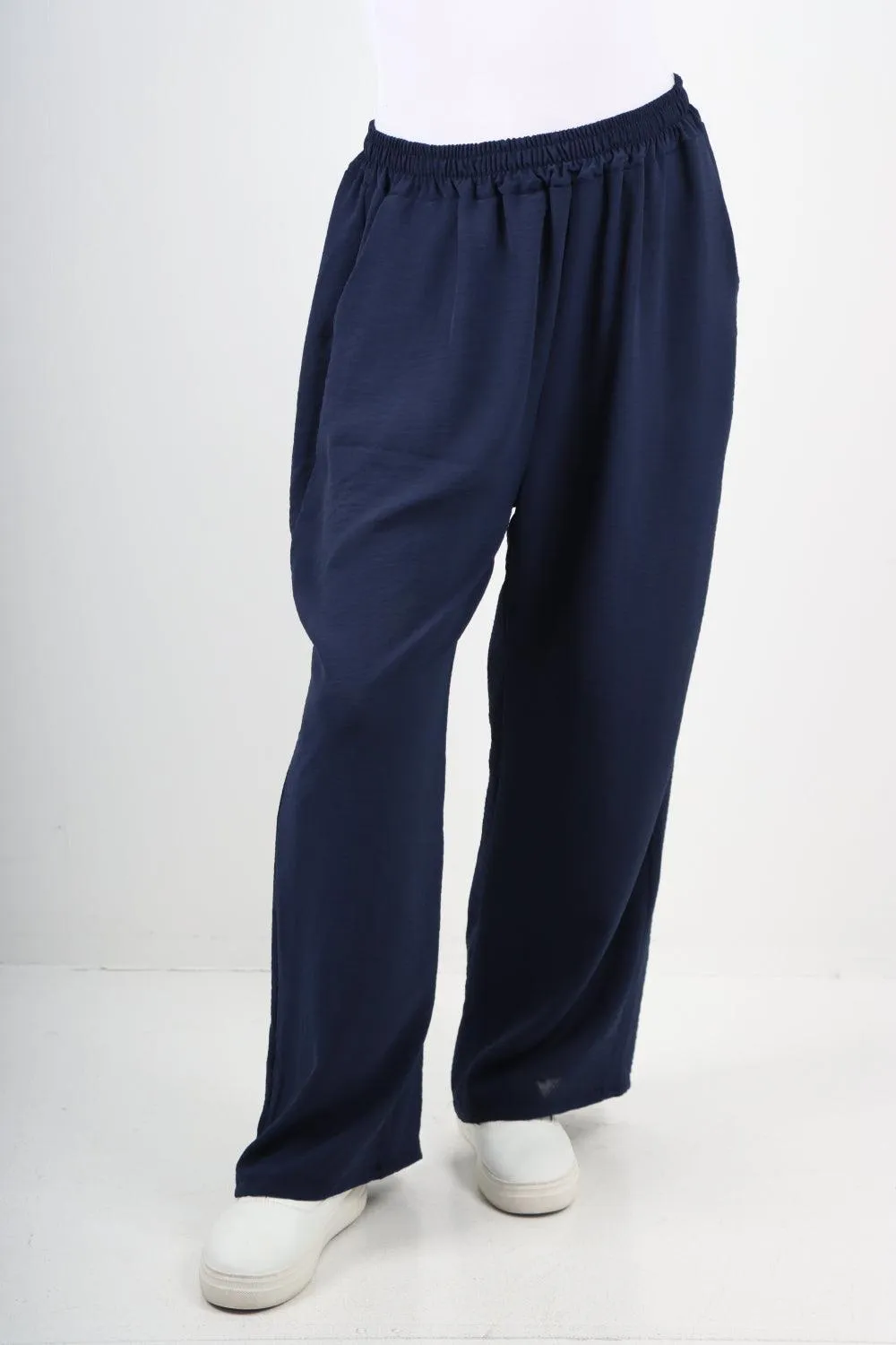 Plain Elasticated Waist Cotton Trousers