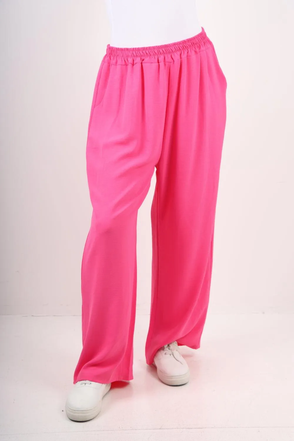 Plain Elasticated Waist Cotton Trousers