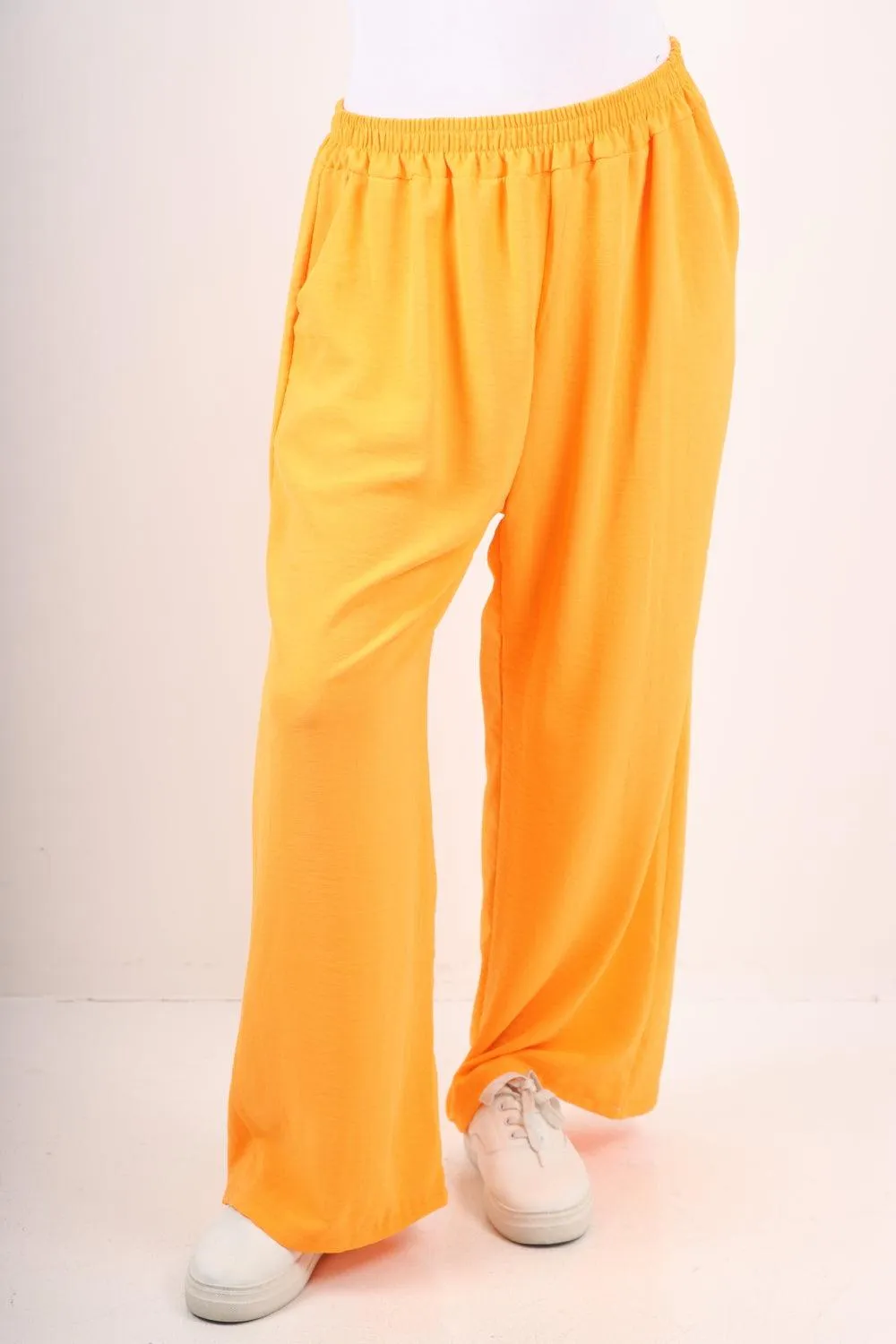 Plain Elasticated Waist Cotton Trousers