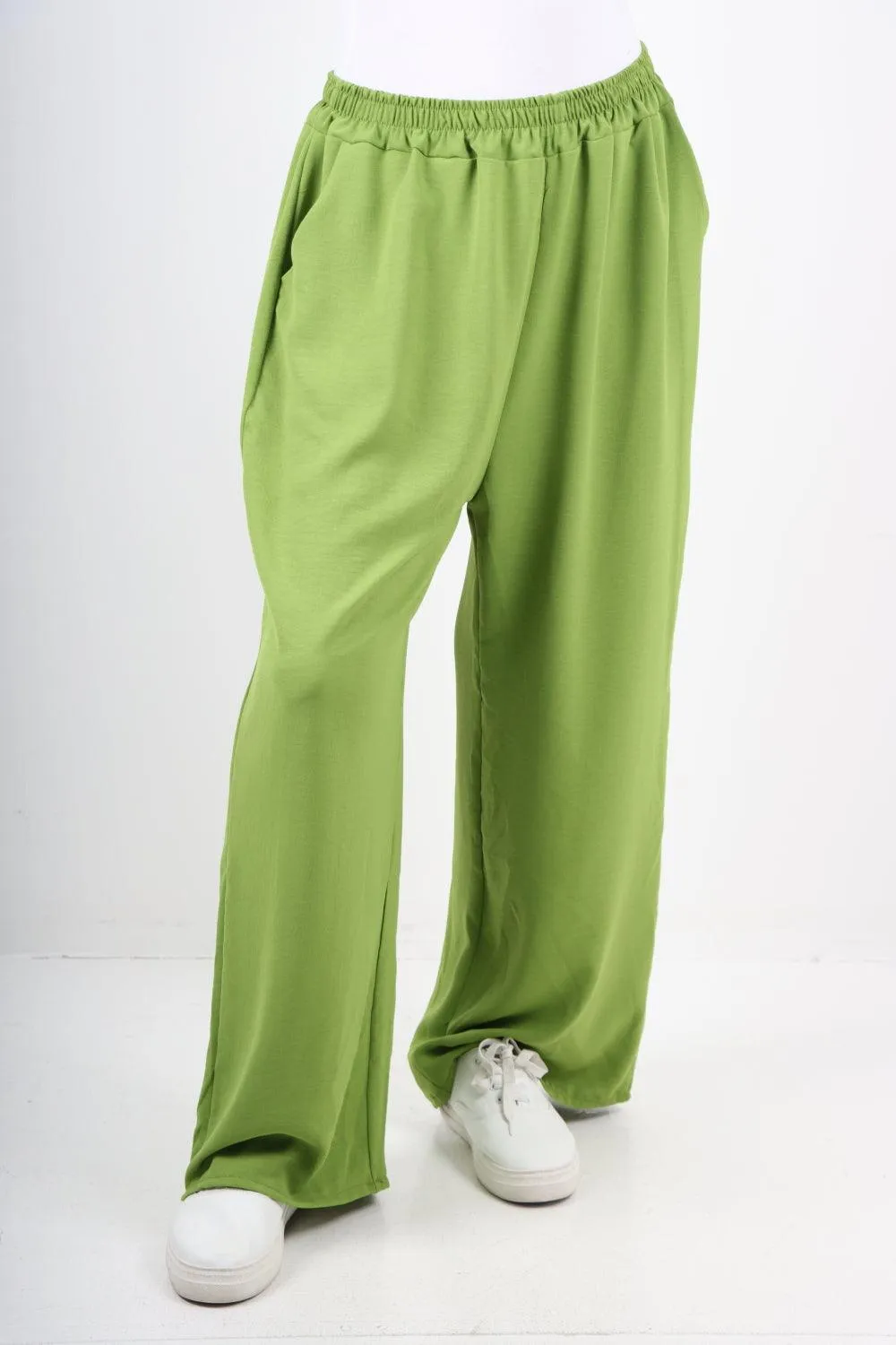 Plain Elasticated Waist Cotton Trousers