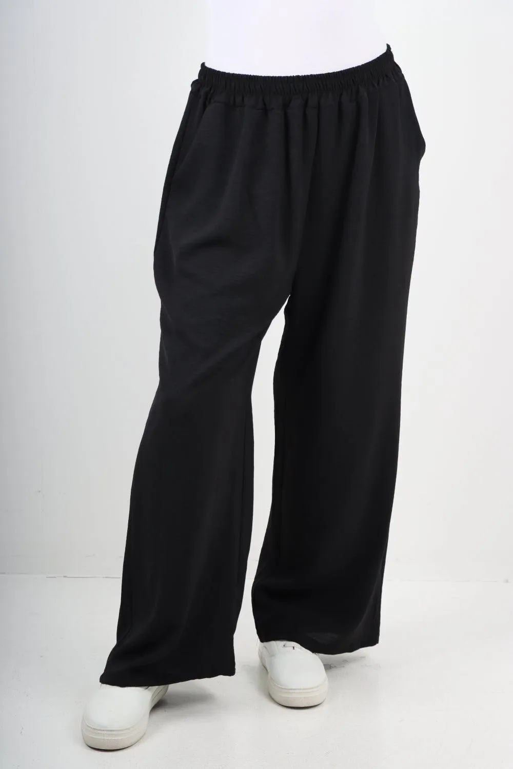 Plain Elasticated Waist Cotton Trousers