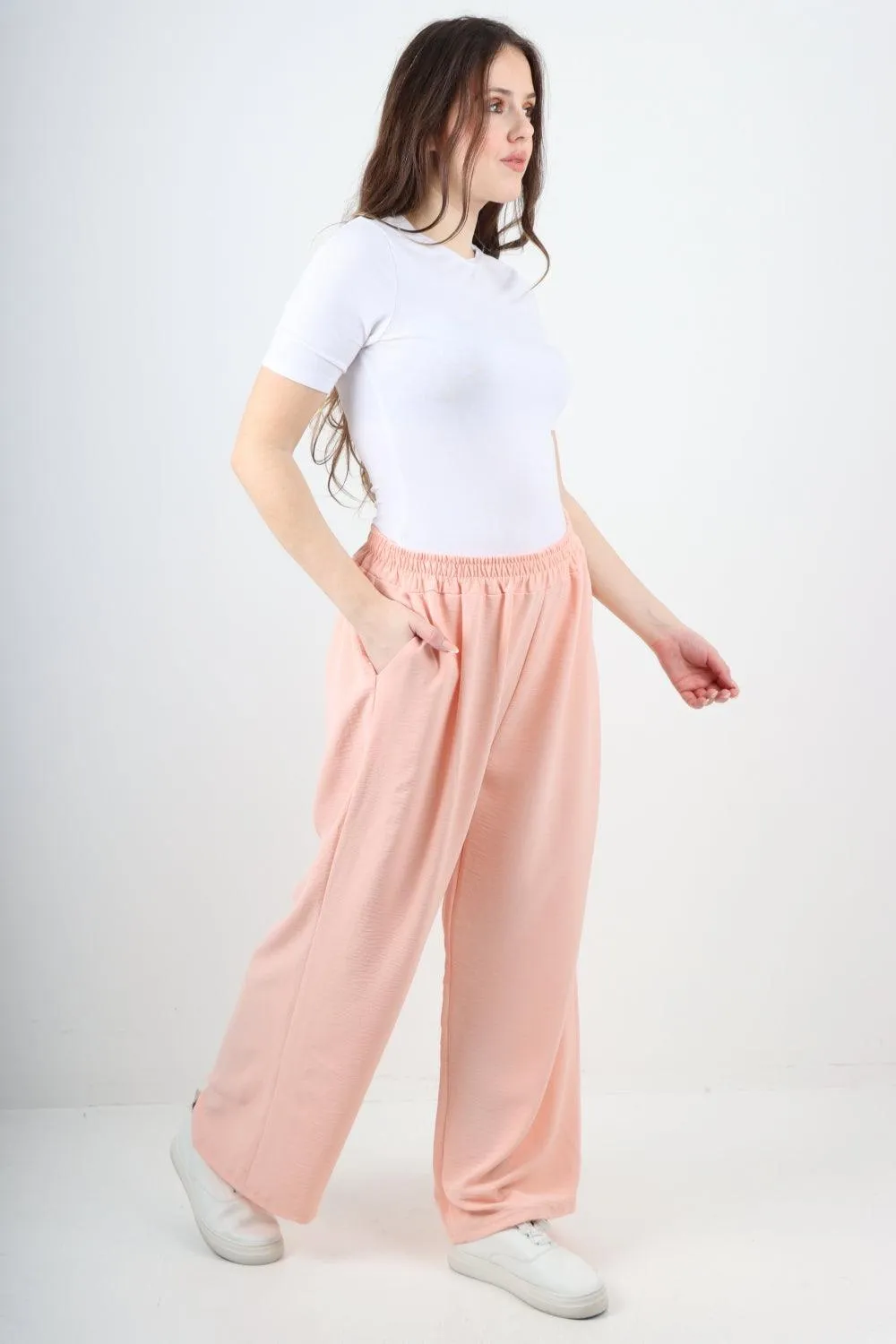 Plain Elasticated Waist Cotton Trousers