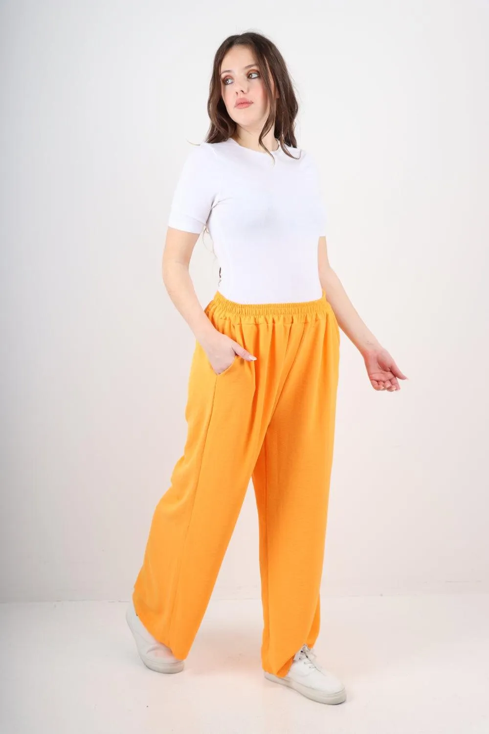 Plain Elasticated Waist Cotton Trousers