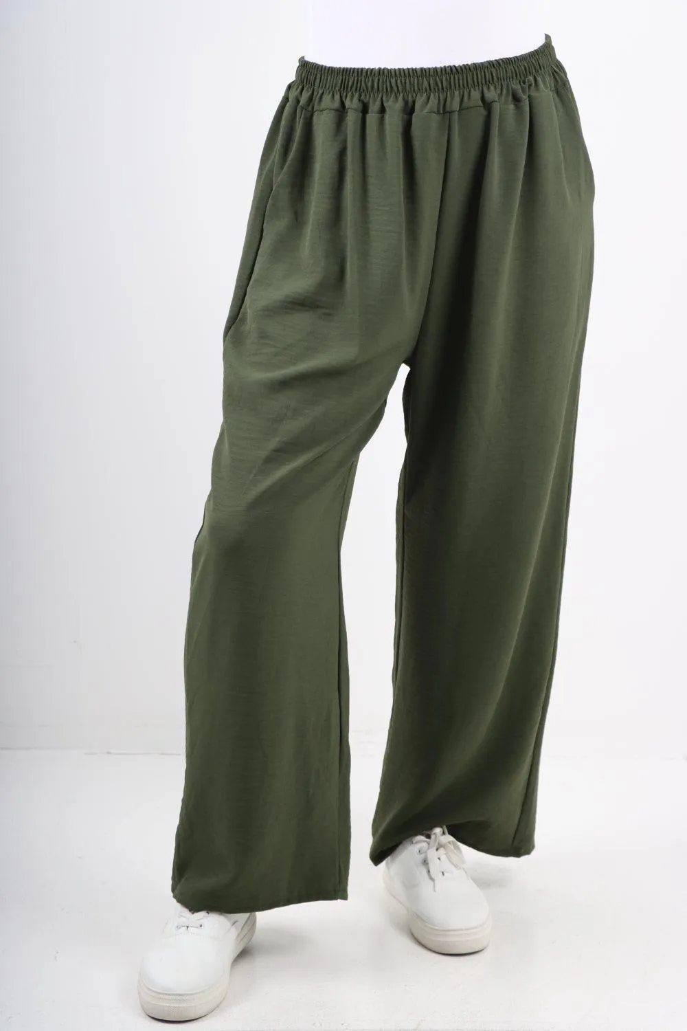 Plain Elasticated Waist Cotton Trousers