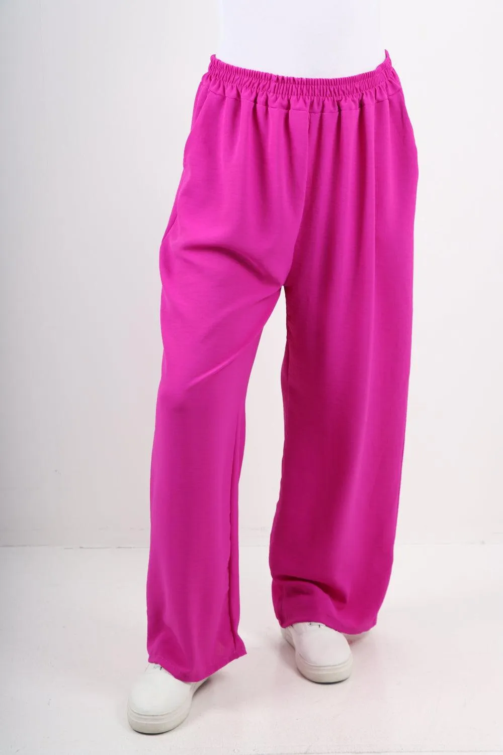 Plain Elasticated Waist Cotton Trousers