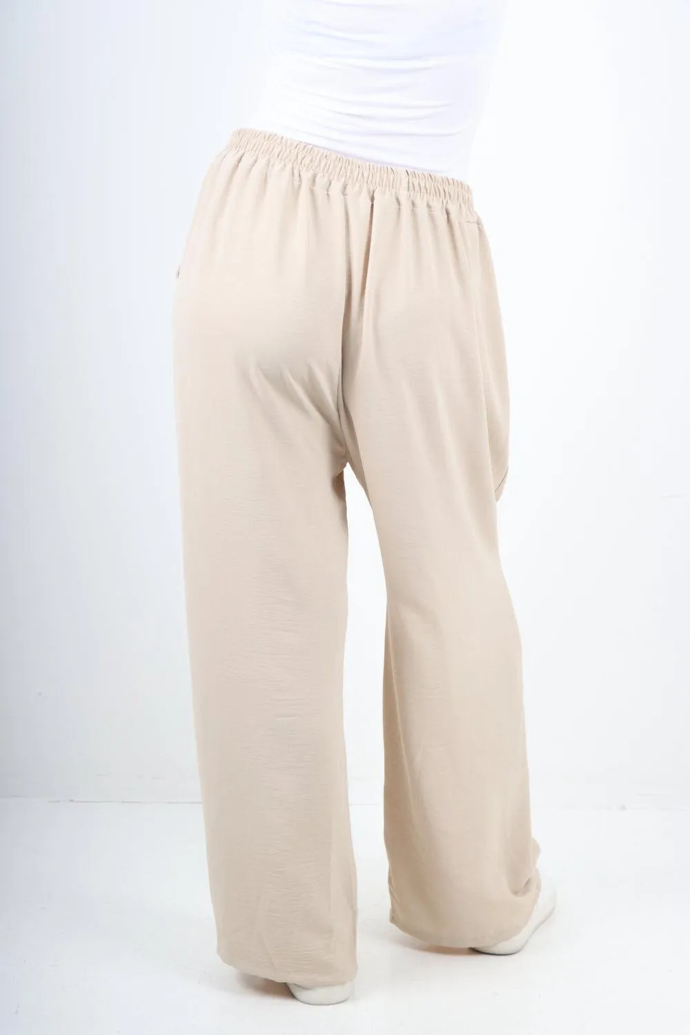 Plain Elasticated Waist Cotton Trousers