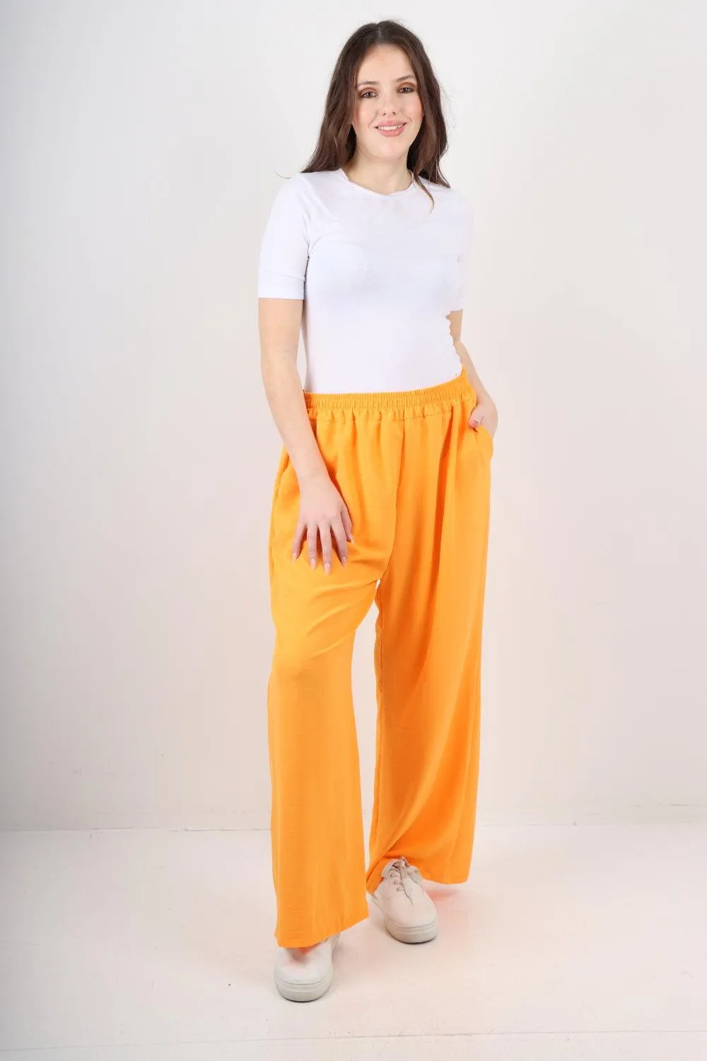 Plain Elasticated Waist Cotton Trousers