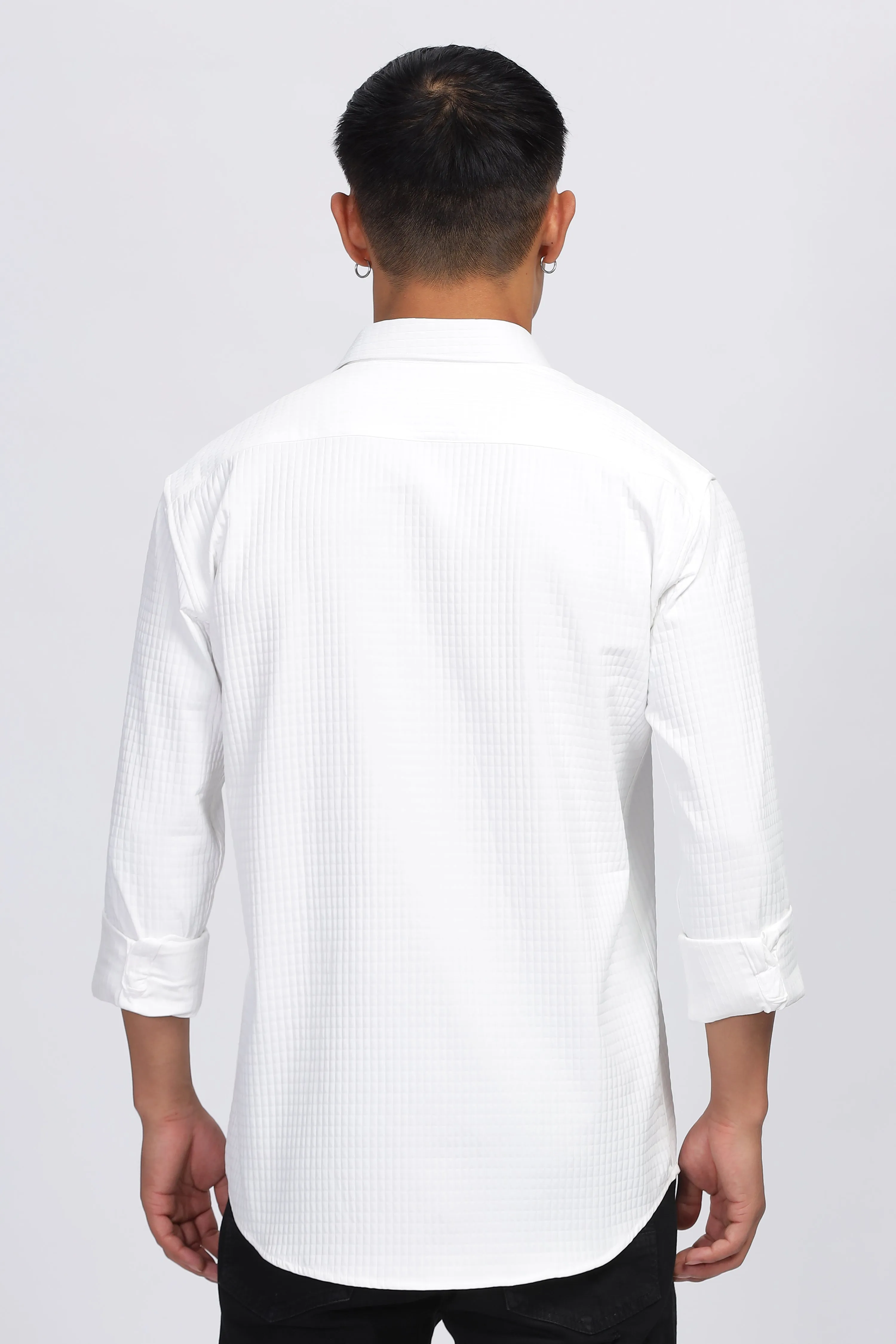 PUFFED WHITE CORDUROY SHIRT