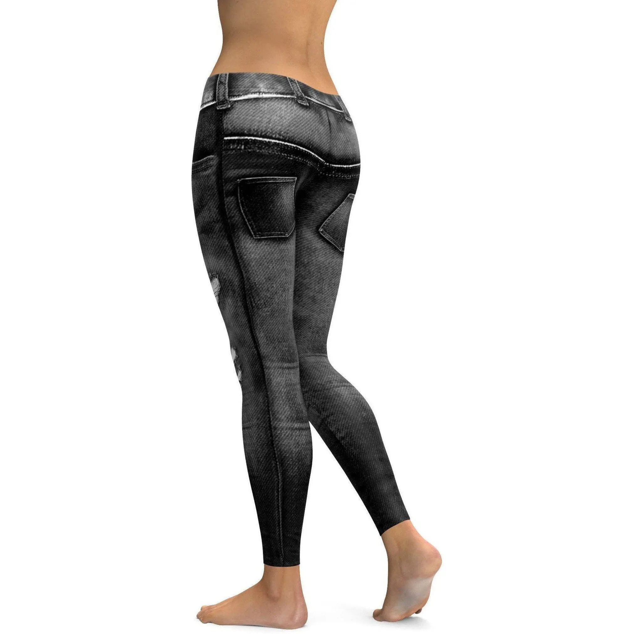 Realistic Black Denim Jeans Leggings