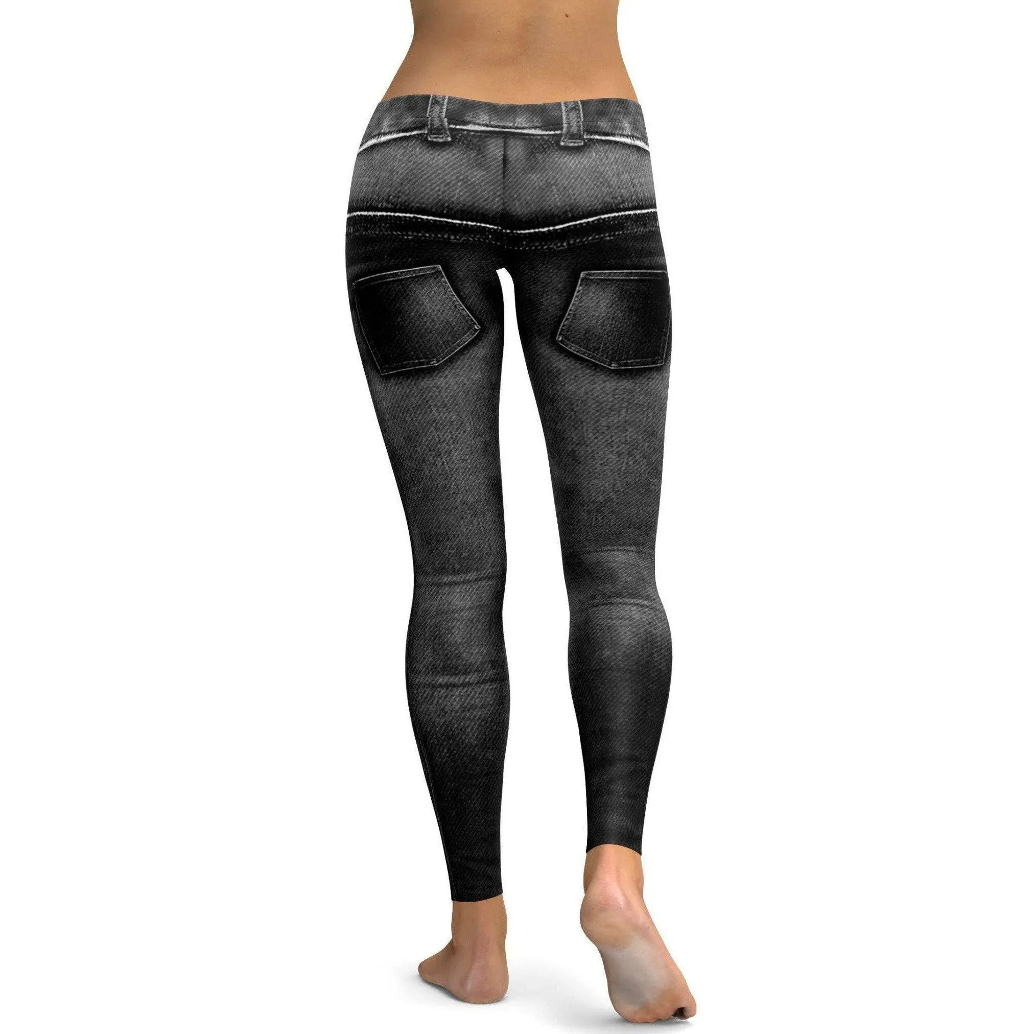 Realistic Black Denim Jeans Leggings