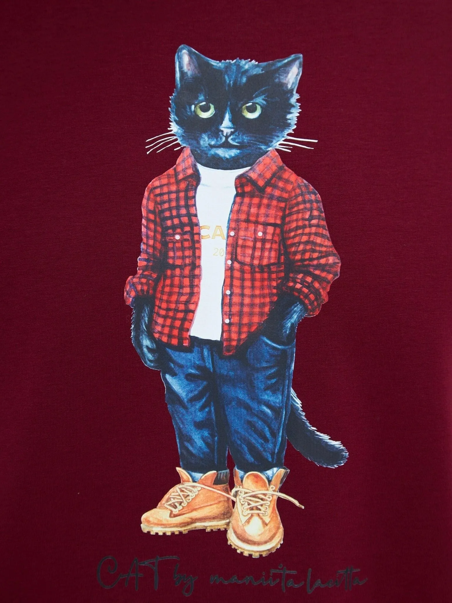 Red Printed T-shirt COUNTRY CAT