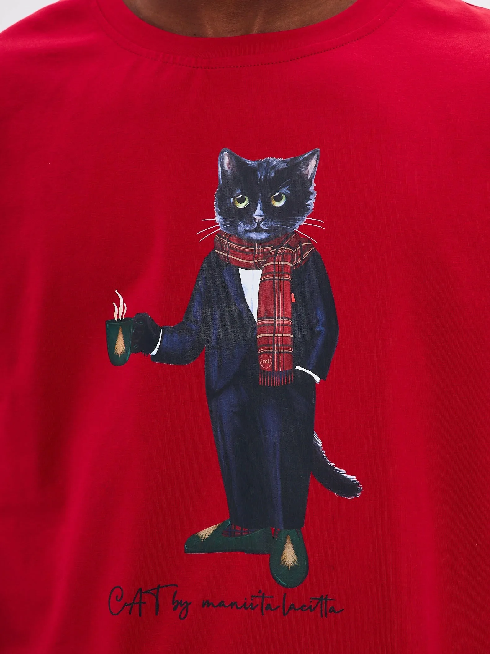 Red Printed T-shirt NEW YEAR CAT