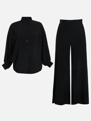 Refined Black Polo Ensemble with Pants