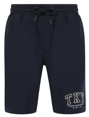 Refract Motif Brushback Fleece Jogger Shorts in Sky Captain Navy - Tokyo Laundry