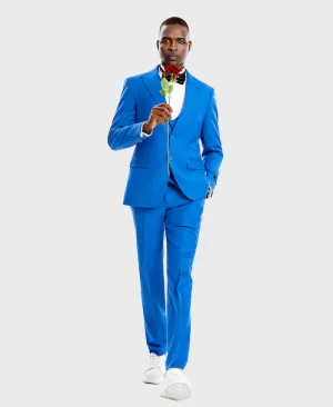 Royal Blue Slim Fit Wide Peak Lapel Suit