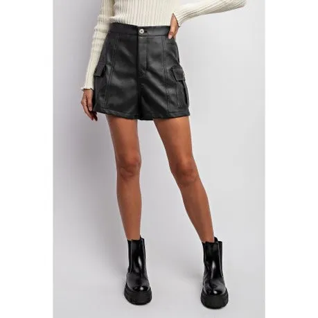 Ruby Women's Genuine Leather High Waist Shorts