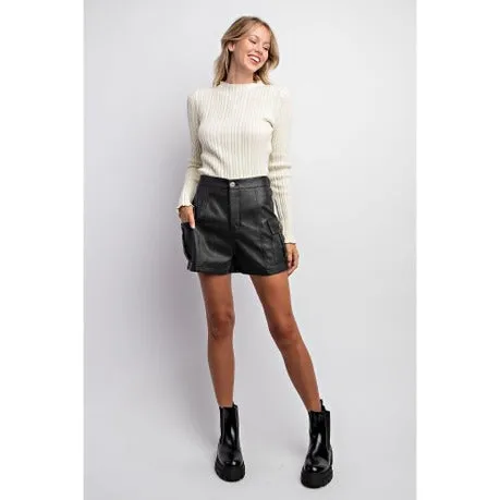 Ruby Women's Genuine Leather High Waist Shorts