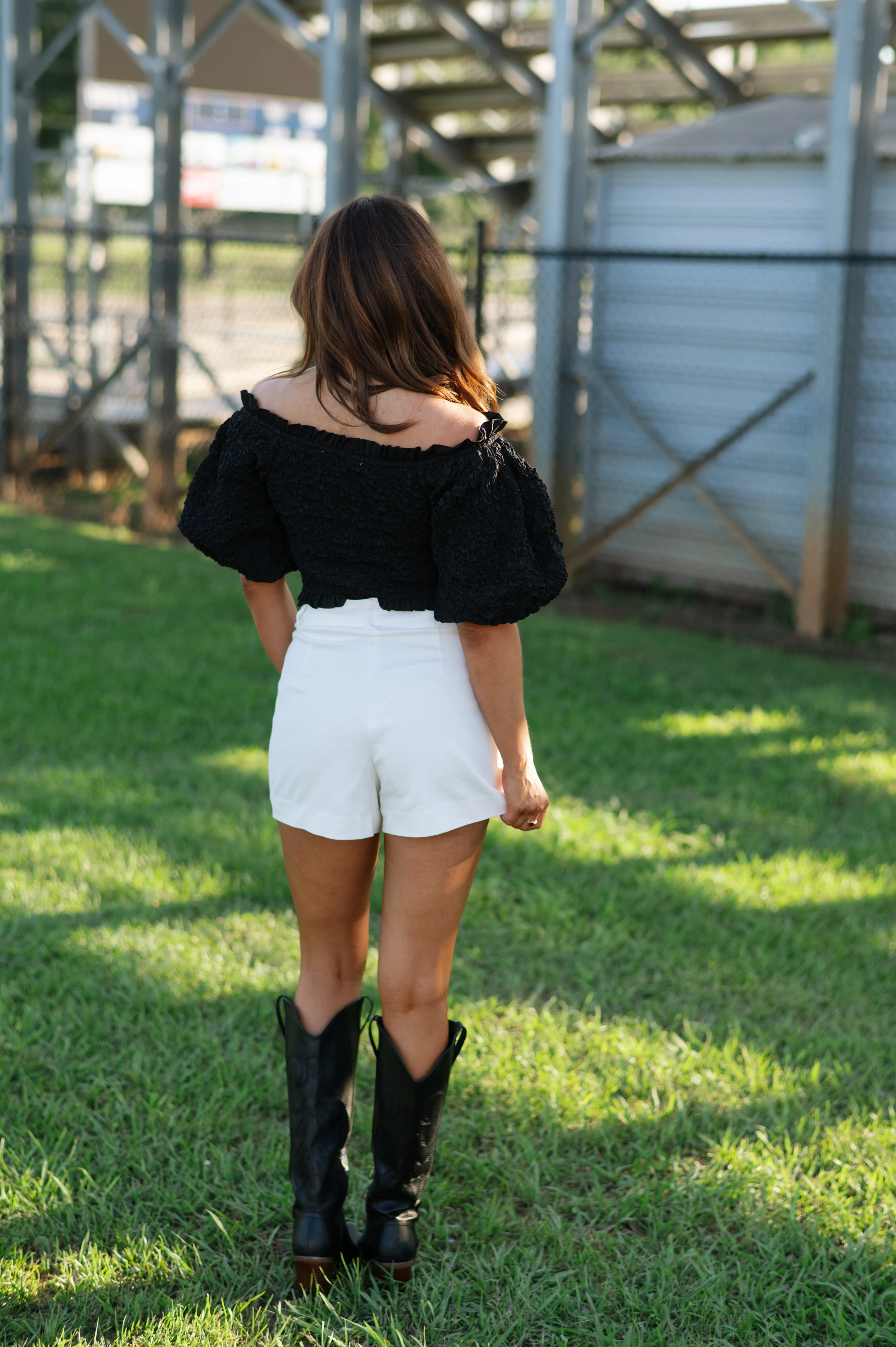 Ryland High Waisted Shorts-White