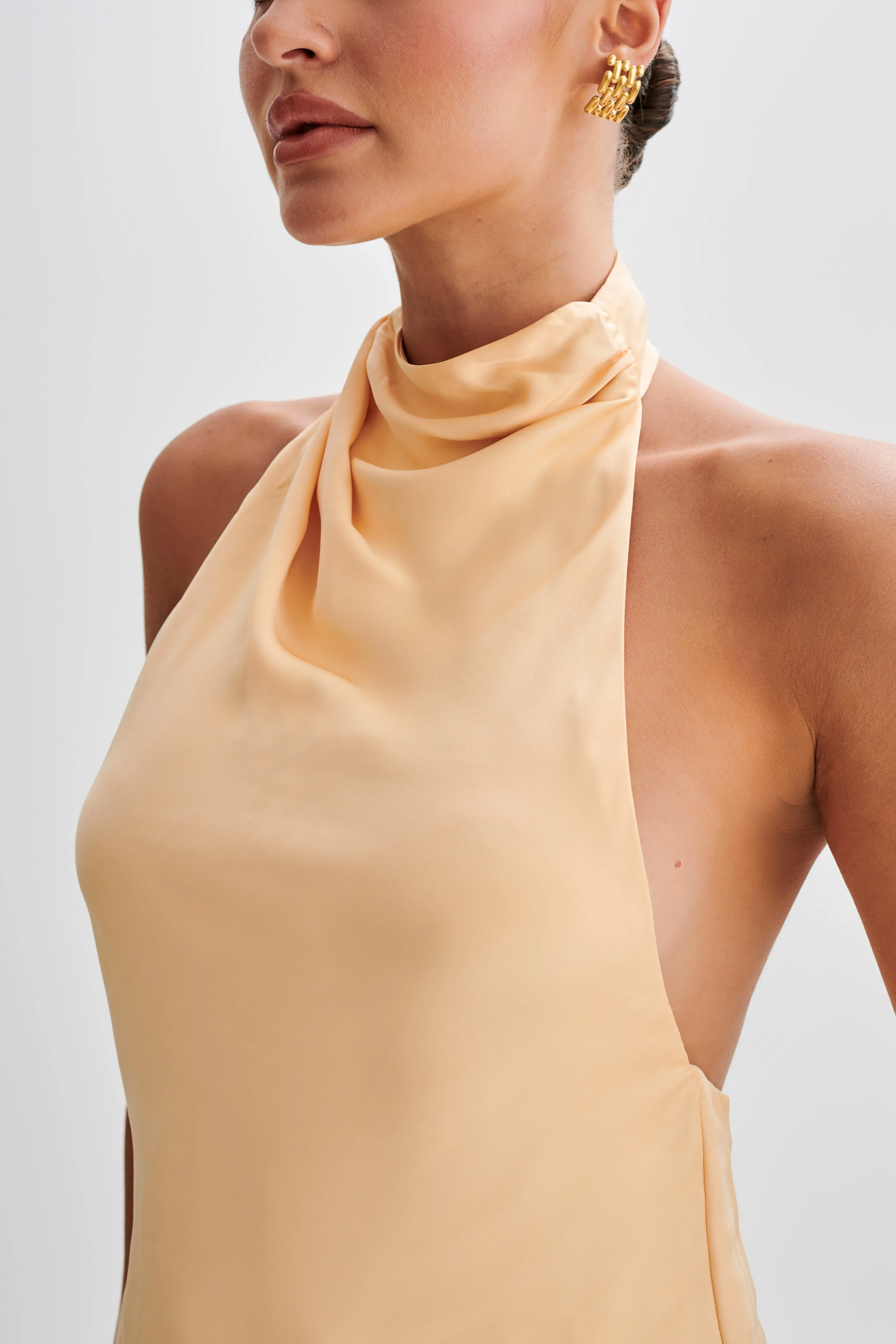 Seraphine Satin Halter Top - Peach