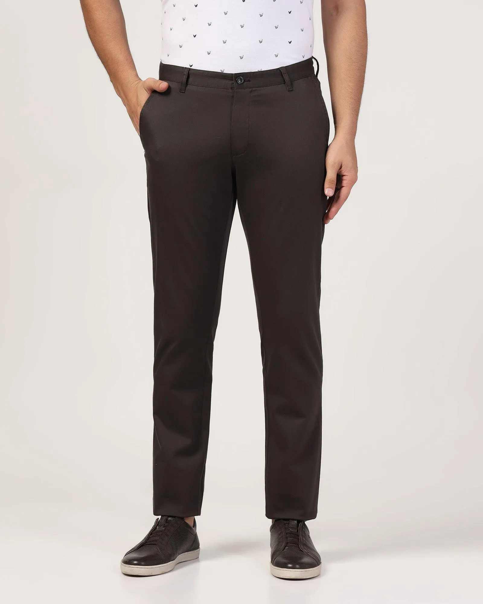 Slim Fit B-91 Casual Charcoal Solid Khakis - Mark