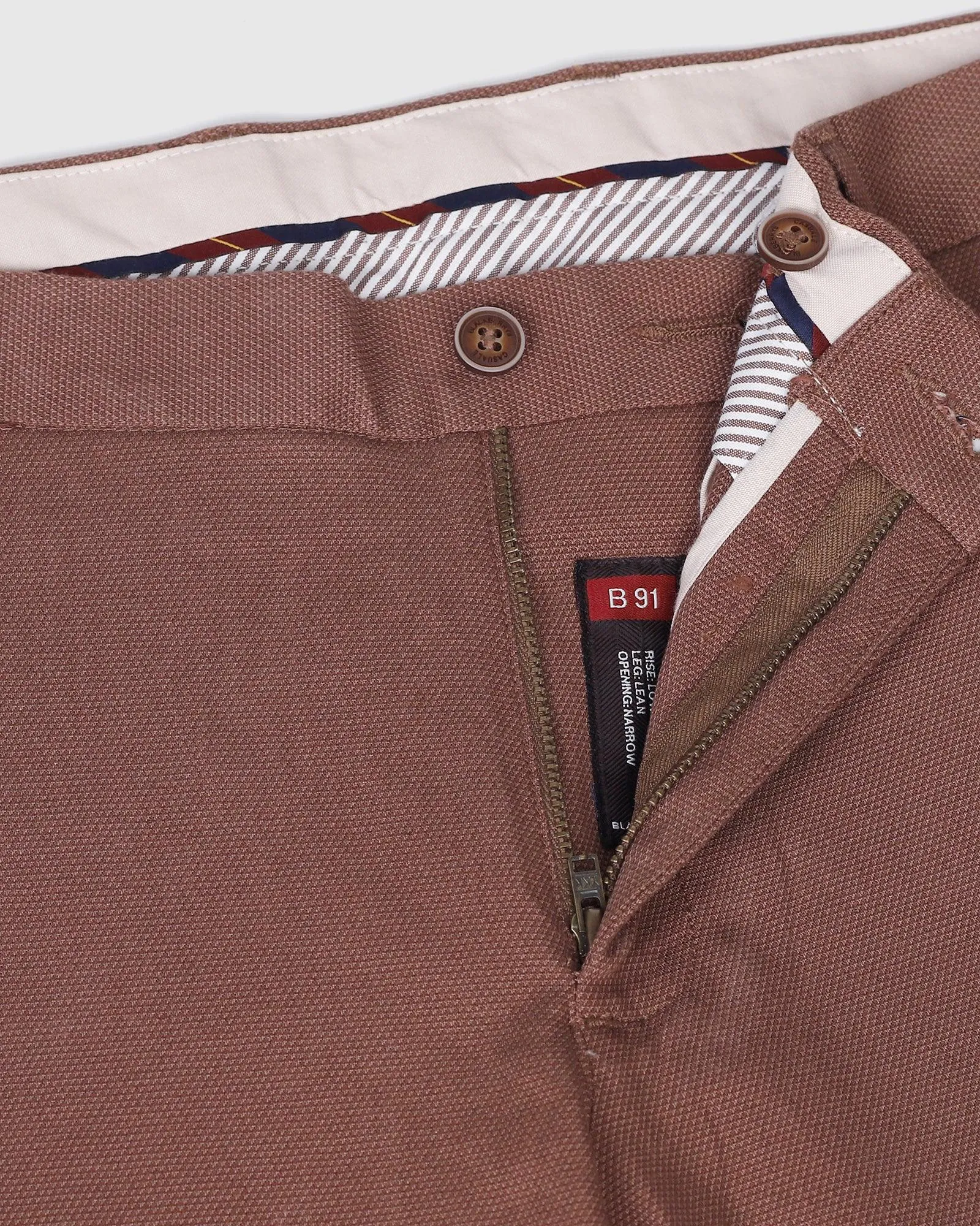 Slim Fit B-91 Casual Rust Solid Khakis - Canopus