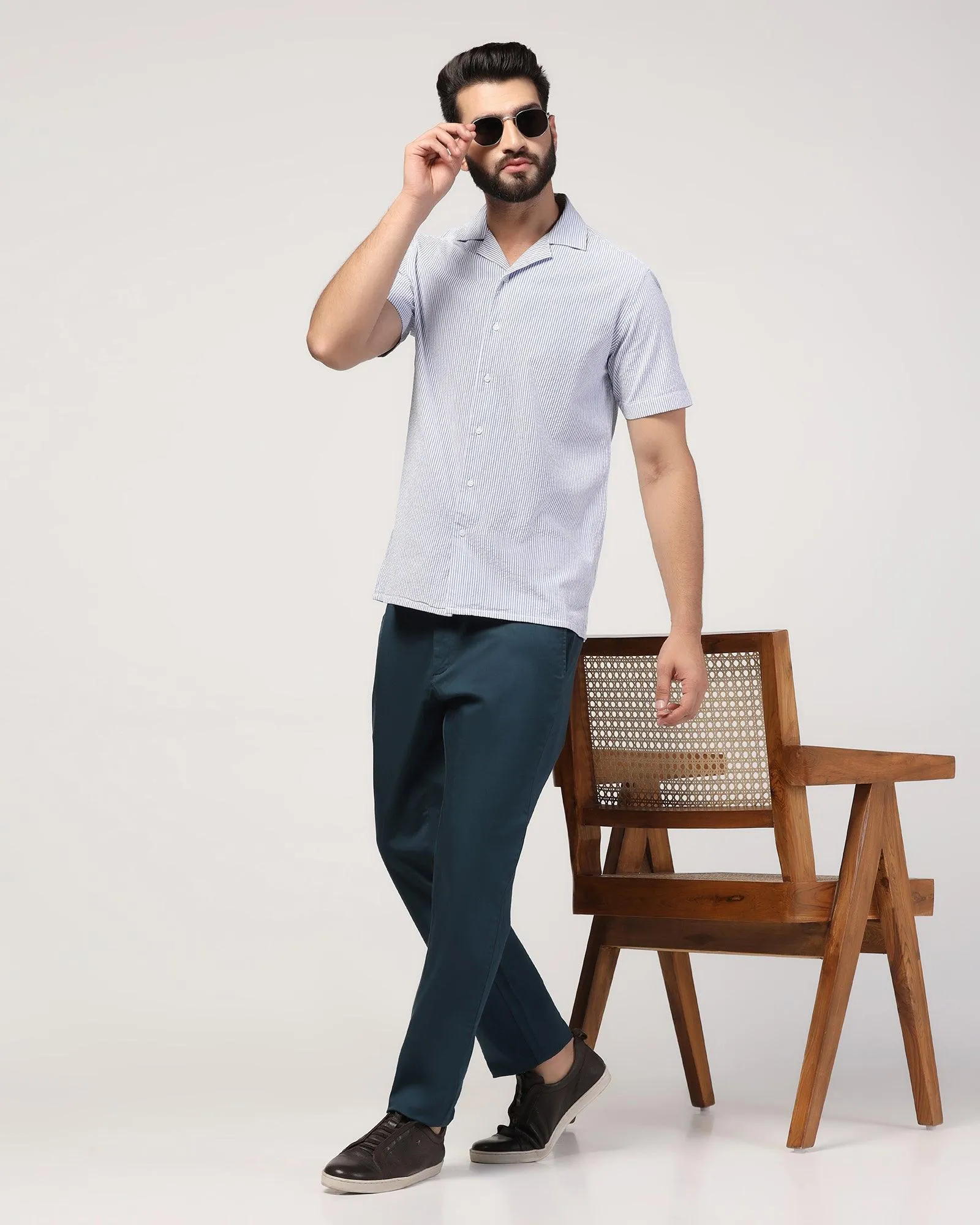 Slim Fit B-91 Casual Teal Solid Khakis - Mark