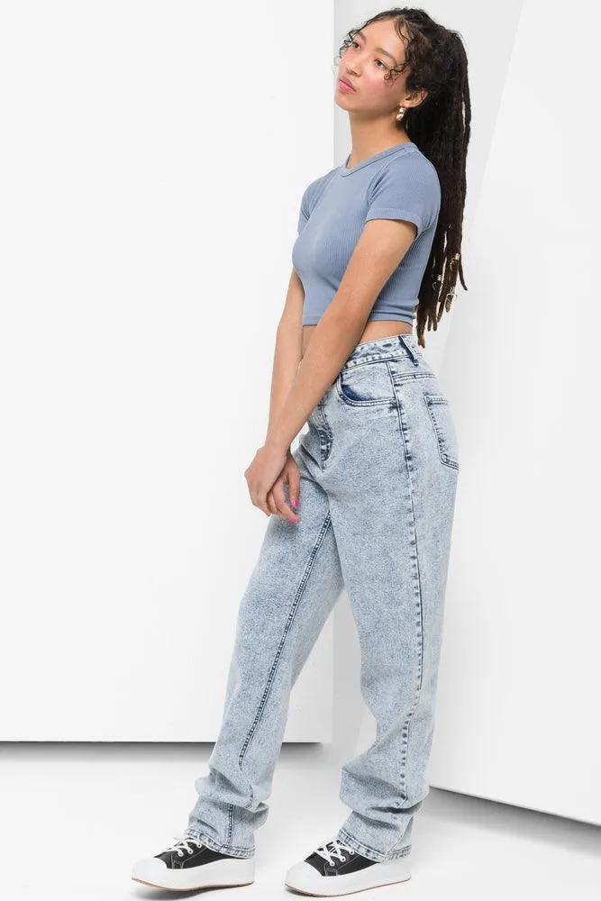 Straight Leg Denim Mid Wash