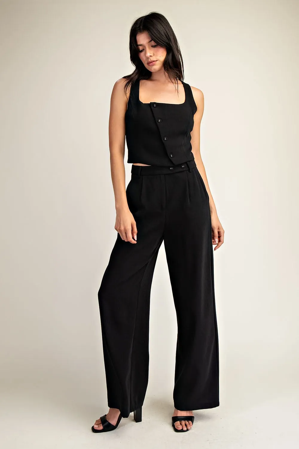 Stretch Woven Relaxed Straight Trousers