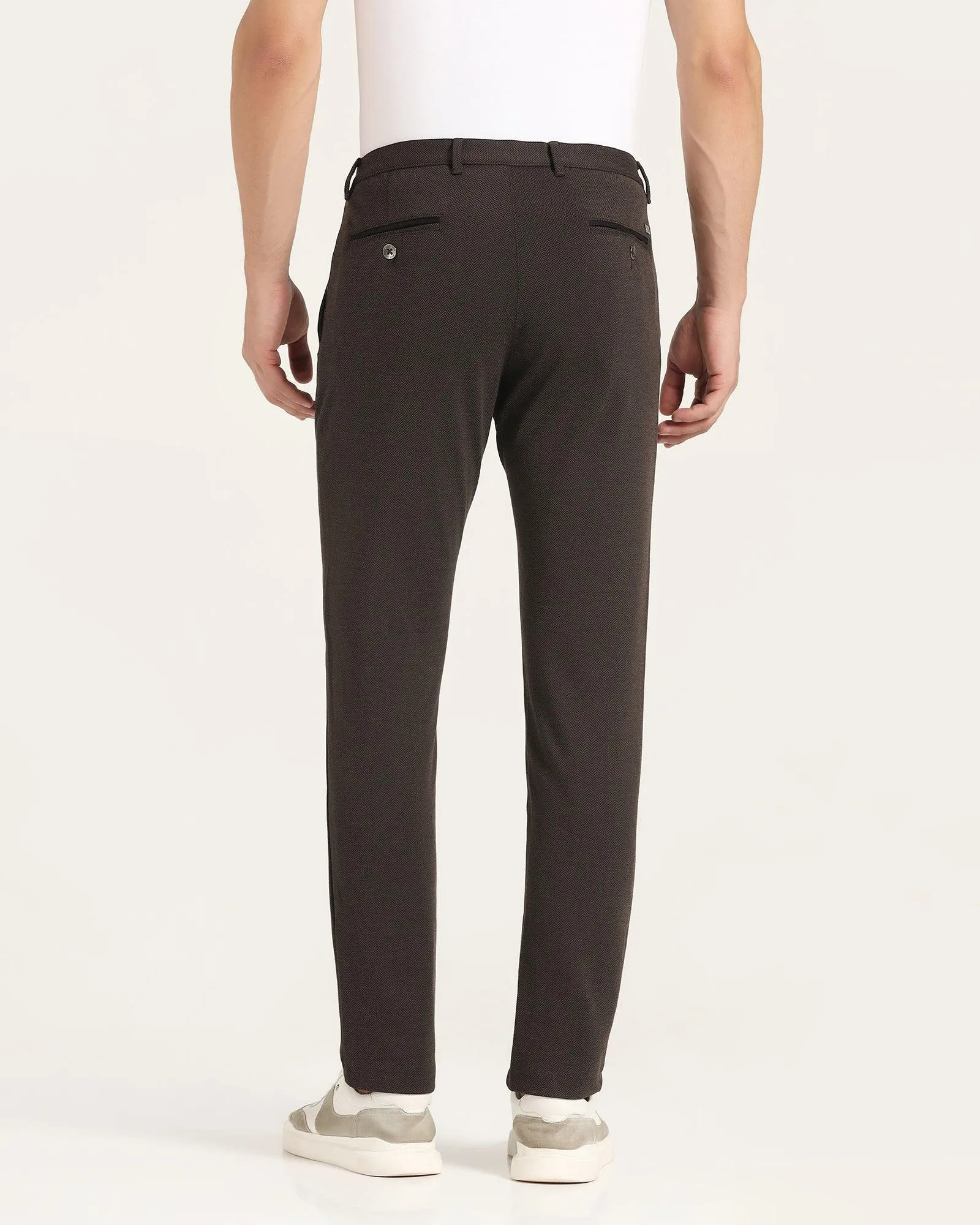 Super Slim Phoenix Casual Brown Textured Khakis - Joffrey