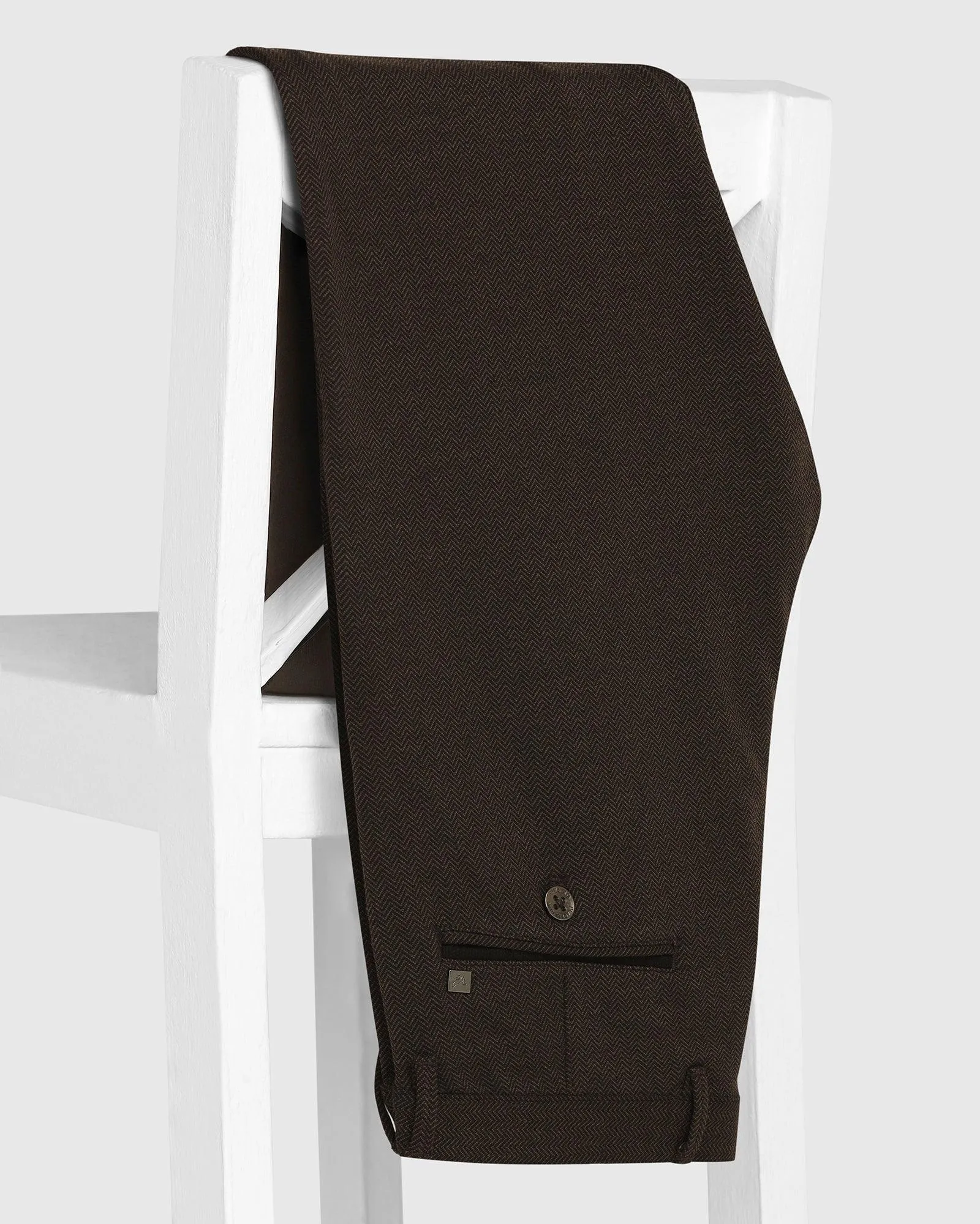 Super Slim Phoenix Casual Brown Textured Khakis - Joffrey