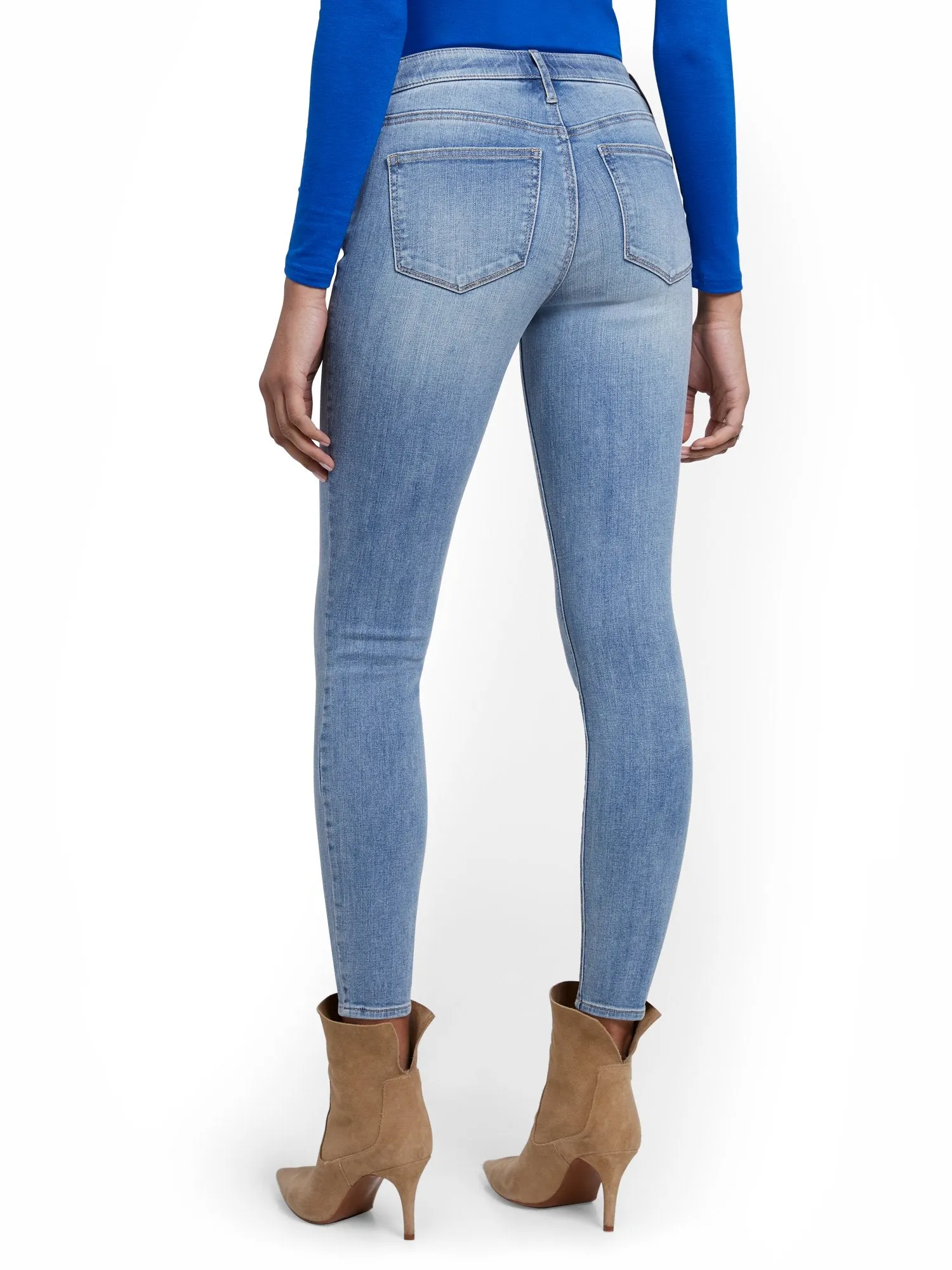 Tall Lexi Mid-Rise Super-Skinny Ankle Jeans - Blue Rock