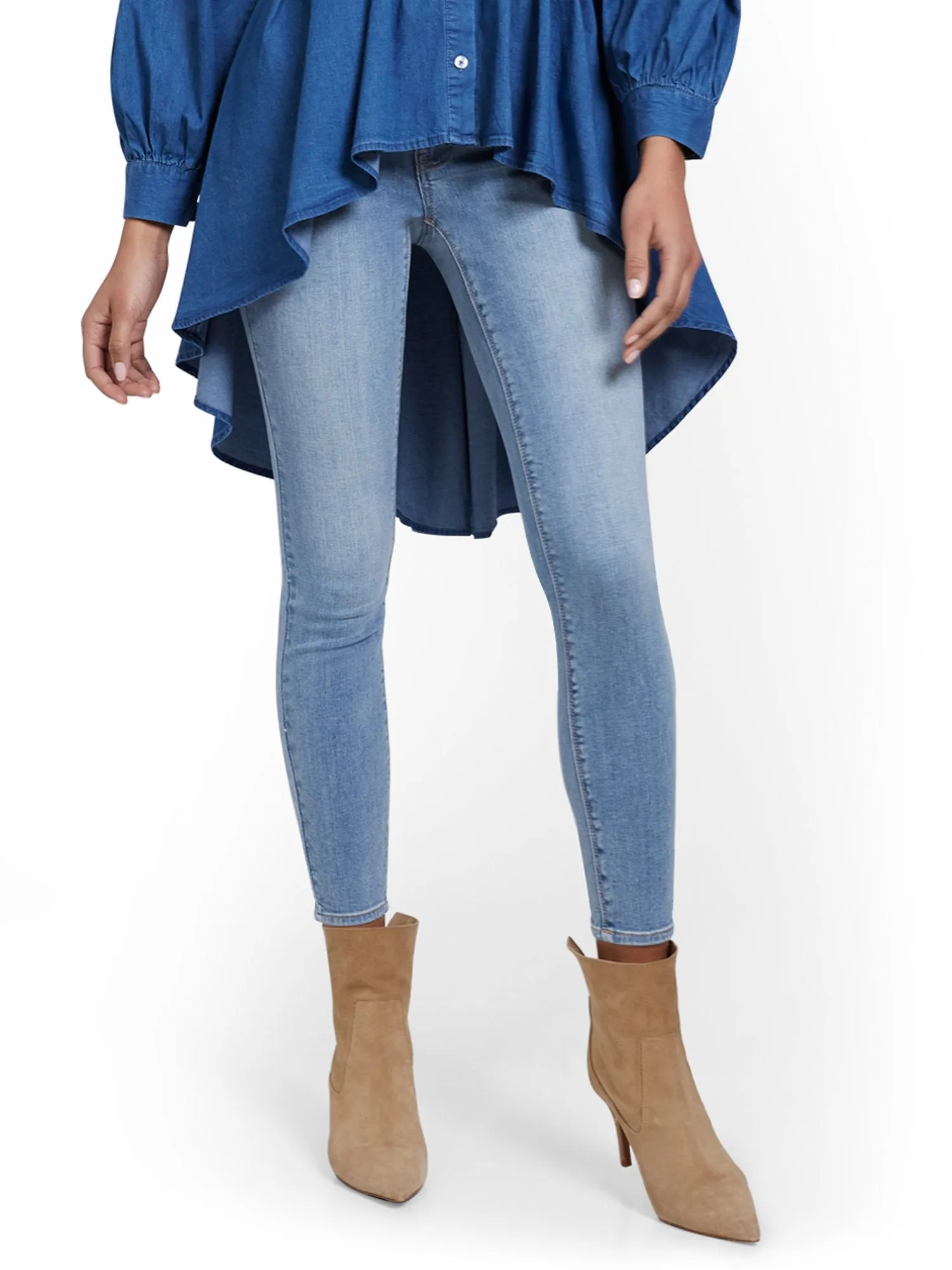 Tall Lexi Mid-Rise Super-Skinny Ankle Jeans - Blue Rock