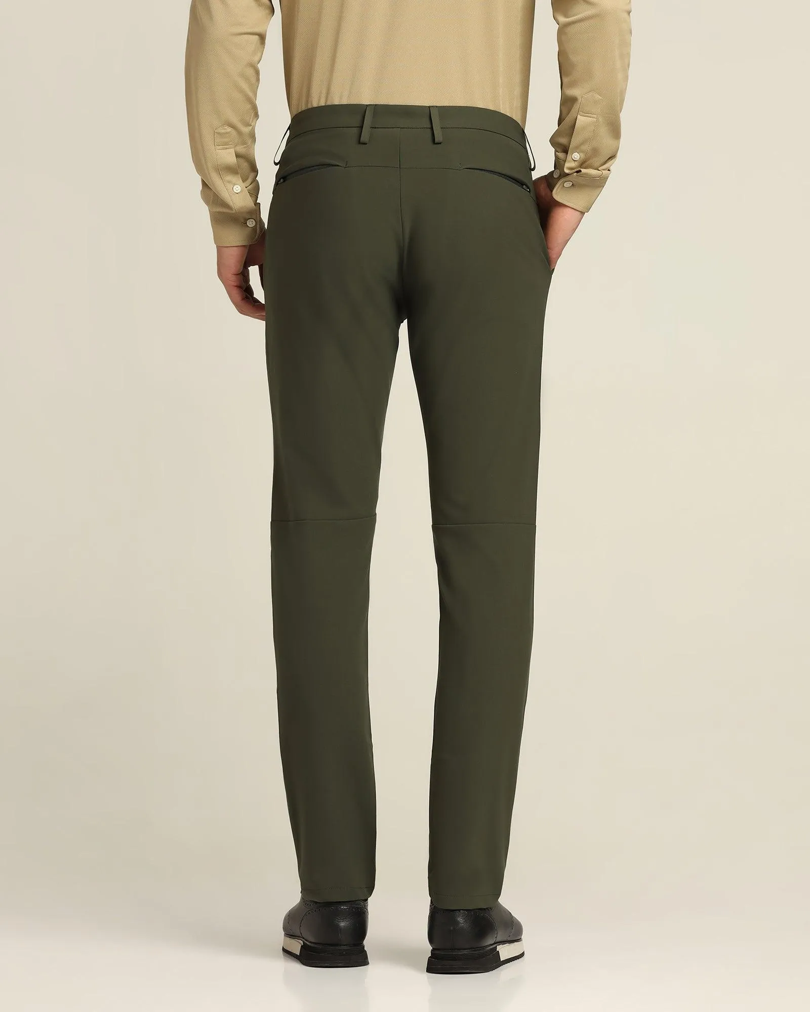 TechPro Slim Fit B-91 Casual Dark Olive Solid Khakis - Guss