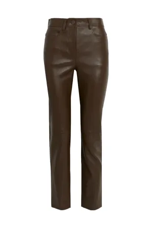 Teddy Brown Stretch-Leather Trousers