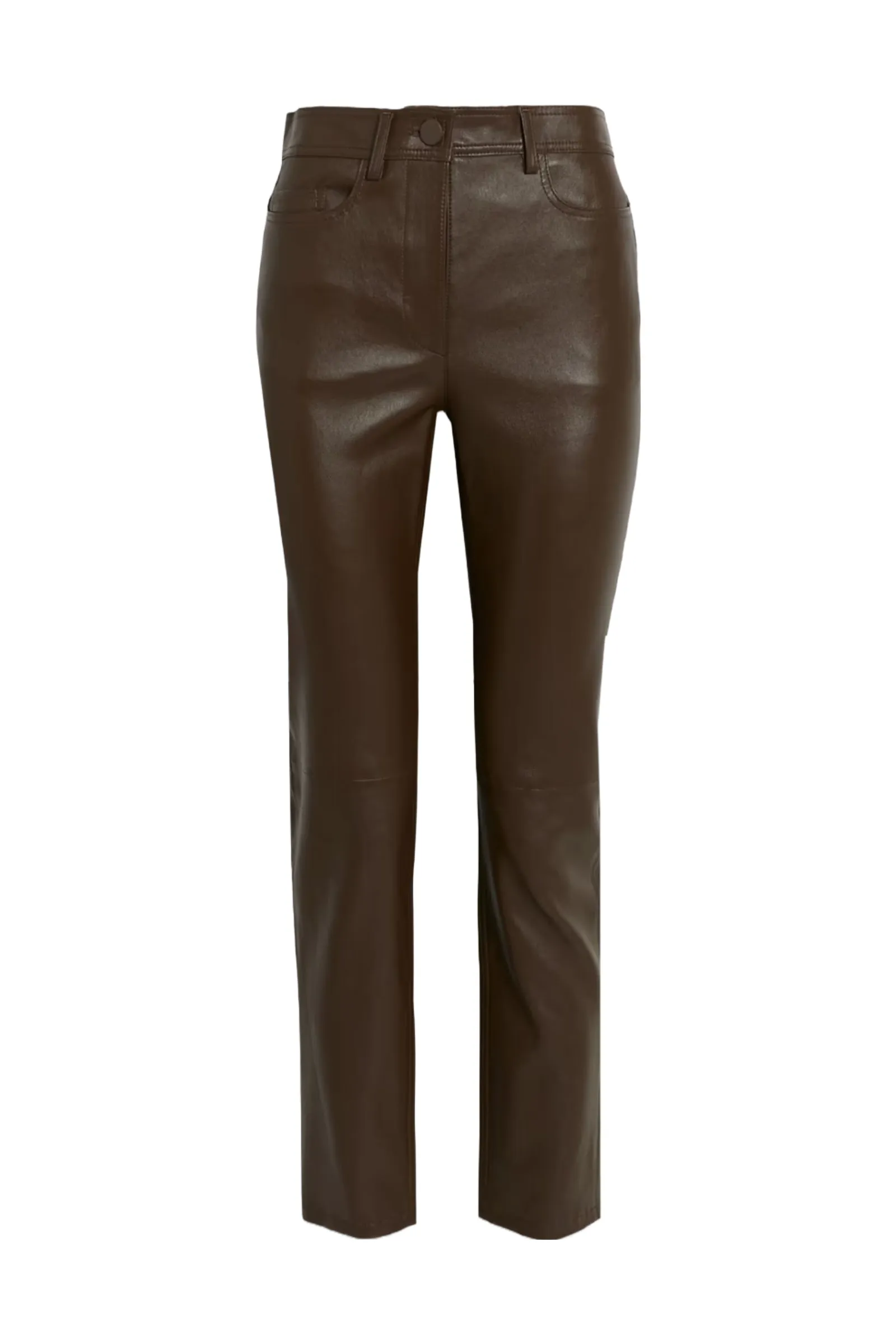 Teddy Brown Stretch-Leather Trousers