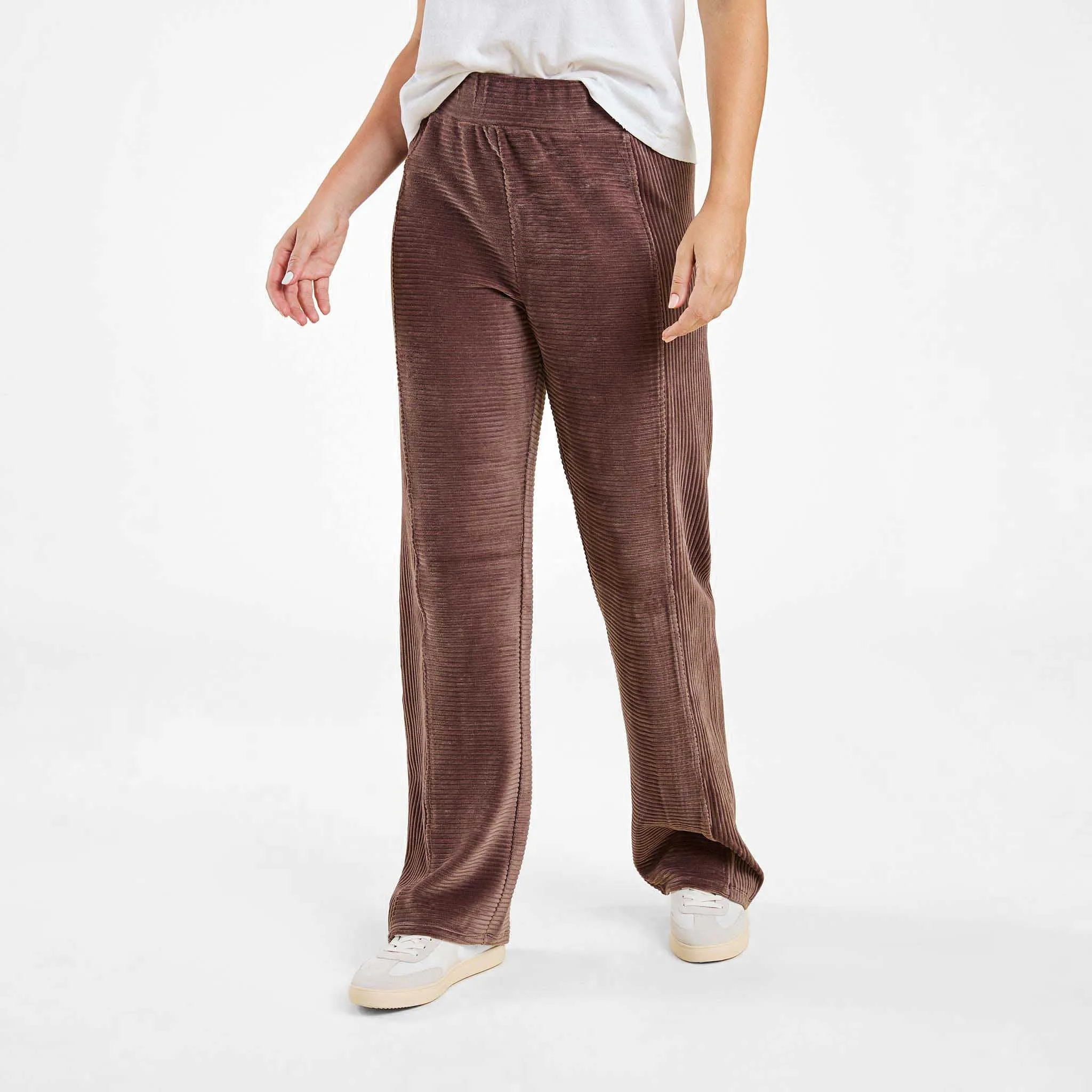 Textured Wide Leg Pant | Coffee