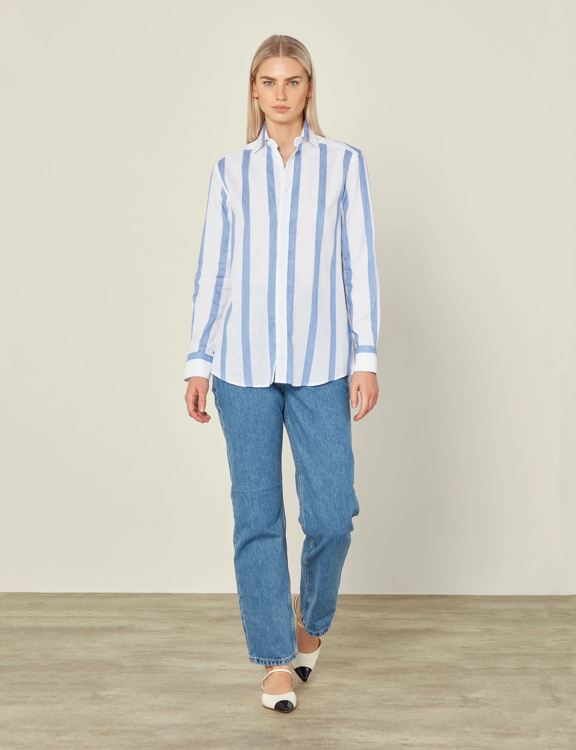 The Boyfriend: Weave, Ocean Blue Stripe