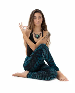 Tree of Life Fractal Tie Dye Leggings Teal