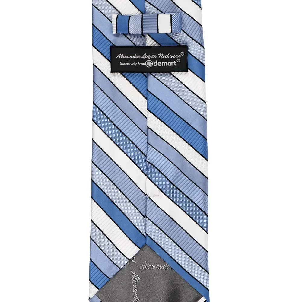 Wave Blue Douglas Striped Extra Long Necktie