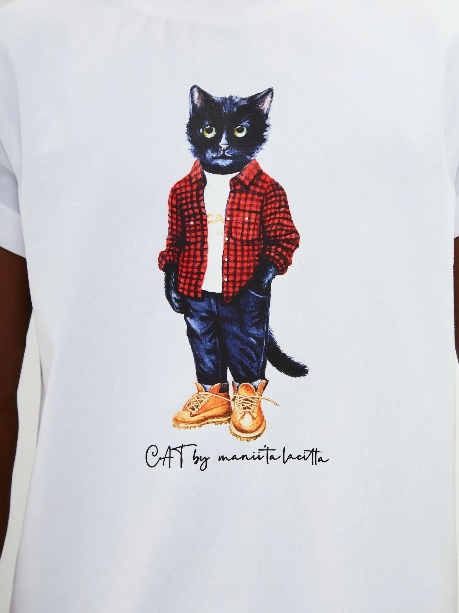 White Printed T-shirt COUNTRY CAT