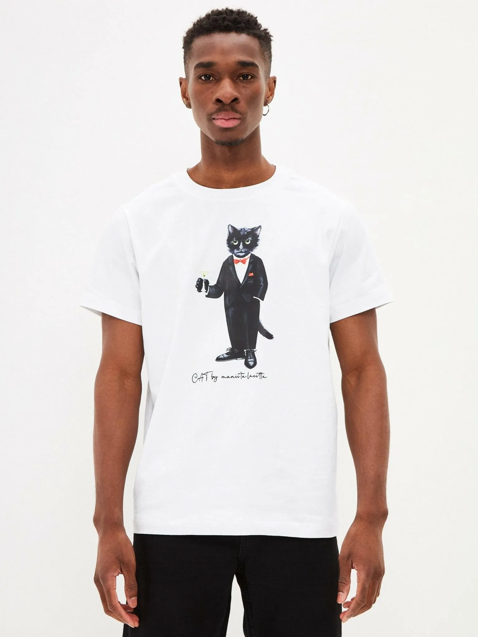 White Printed T-shirt DANDY CAT